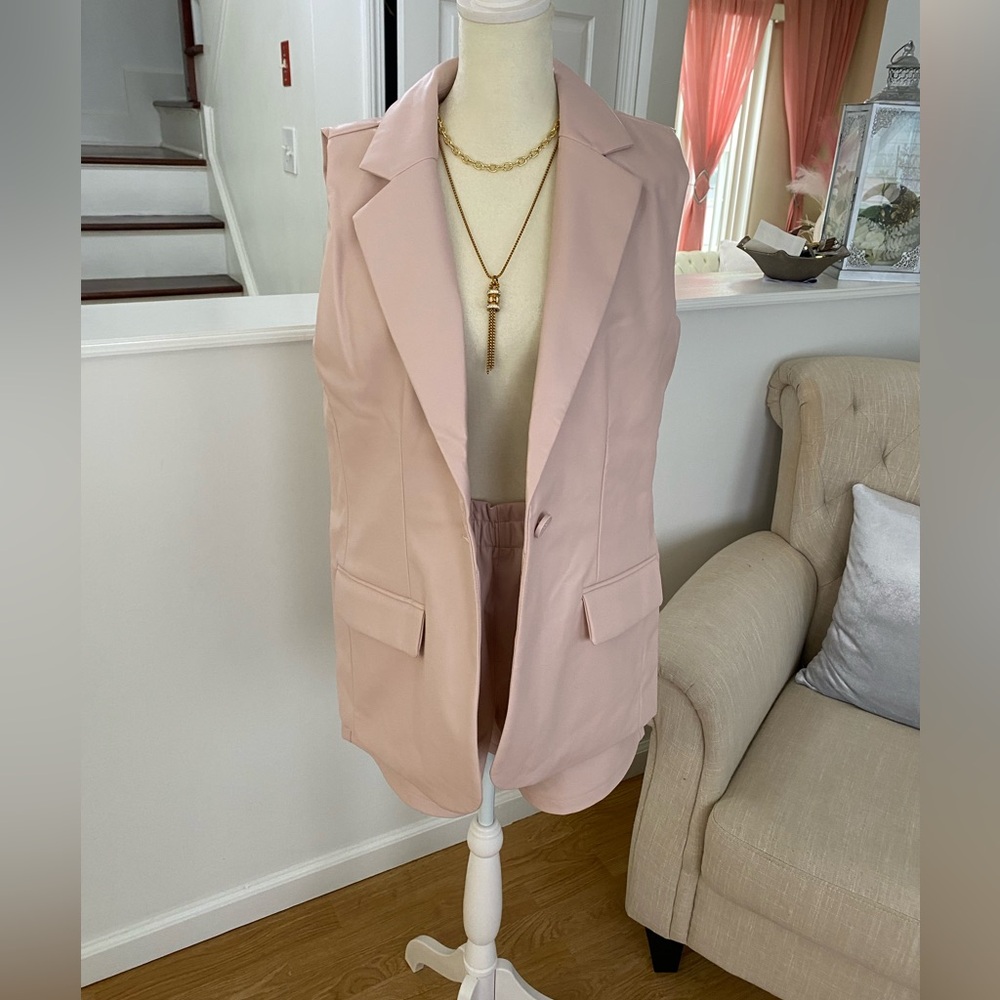 STEVE MADE WOMEN’S FAUX LEATHER VEST AND SHORT PANTS SIZE M COLOR SEPIA ROSE - Picture 1 of 16